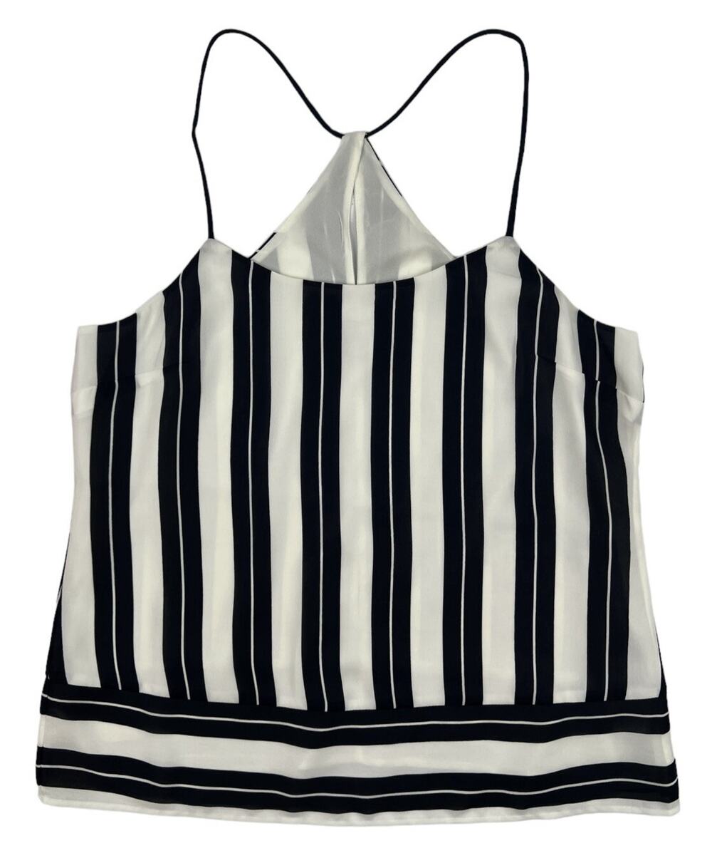 Banana Republic Tank Top Womens 8 Ivory Blue Striped Flowy Spaghetti Straps